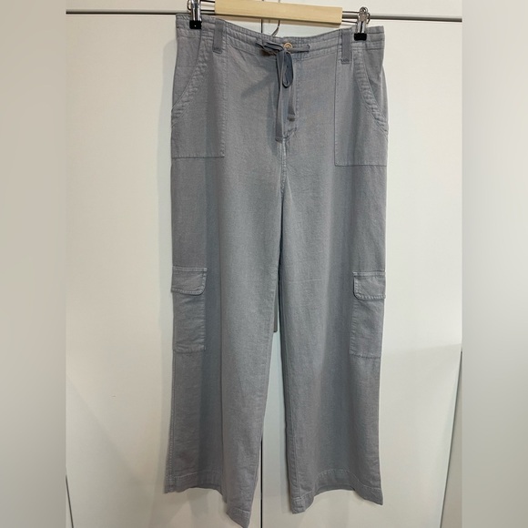 Sincerely Jules Gray Linen Blend Cargo Pants Size Large - Picture 1 of 9